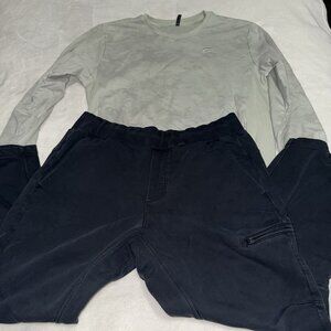 Men's Fabletics 2 Pc. Set GREEN Sweatshirt & Black Cargo Jogger Pants Size XL